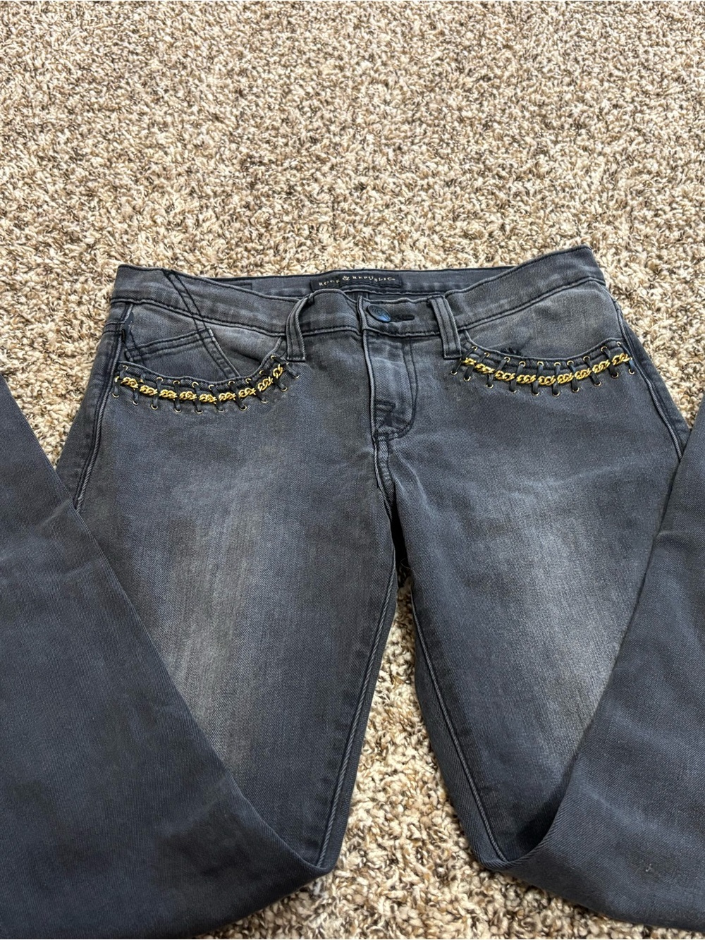 Rock & Republic Women's Jeans Black/Gray Mid Rise Size 6 goth rocker edgy